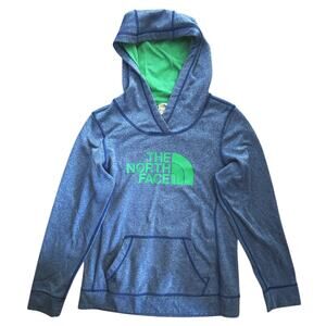 The North Face Blue & Green Logo Hoodie Pullover Women’s Medium